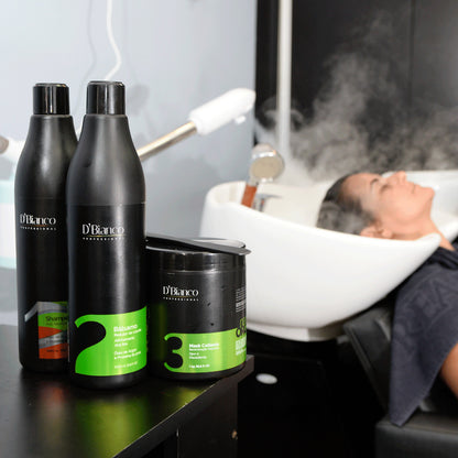 Linha Nano Organic - Shampoo, Bálsamo e Redutor de volume.