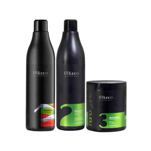 Linha Nano Organic - Shampoo, Bálsamo e Redutor de volume.